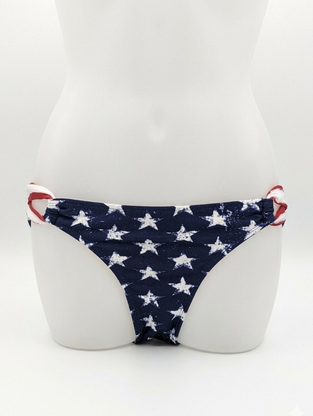 NWT Xhilaration American Flag Stars Bikini Bottom Size Medium Blue Red